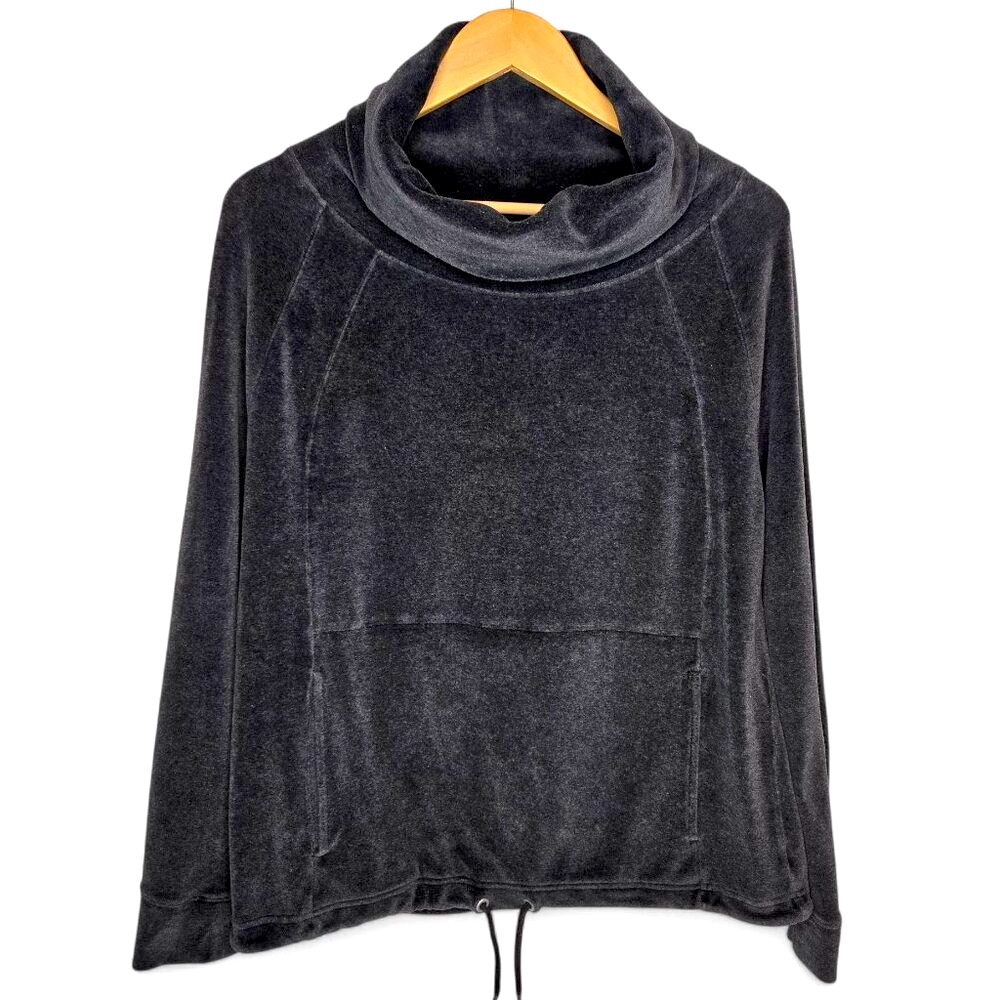 Athleta Velour Turtleneck Sweatshirt Women's Pouch Pocket Sporty‎ Cinch Waist S